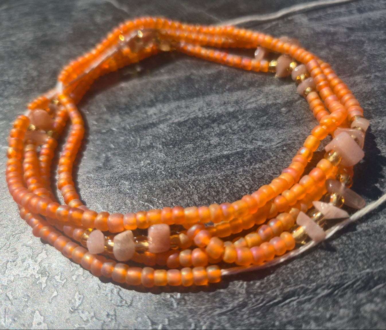 AMA CREATION: BORN ON SATURDAY WAIST BEADS Creation: Peach Moonstone