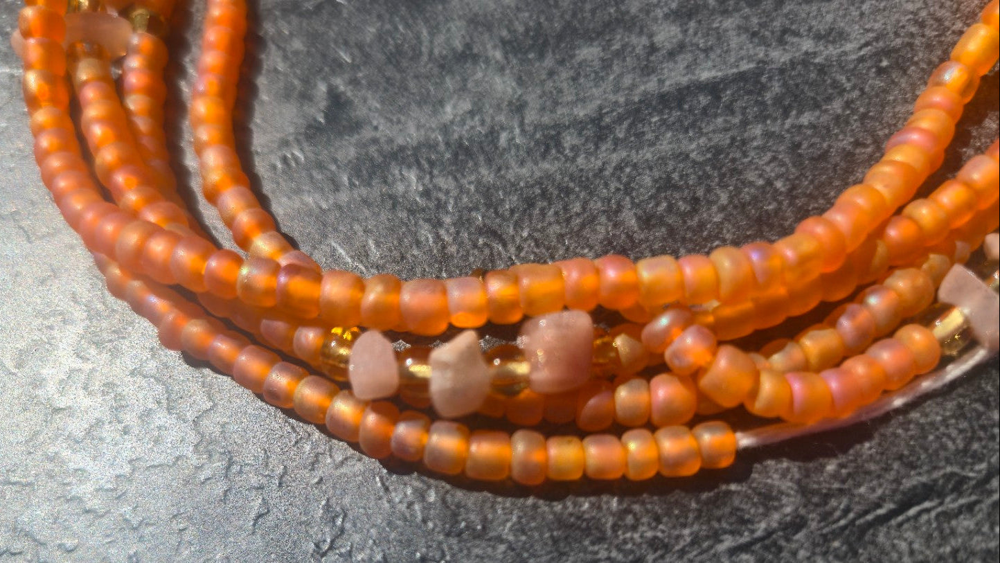 AMA CREATION: BORN ON SATURDAY WAIST BEADS Creation: Peach Moonstone