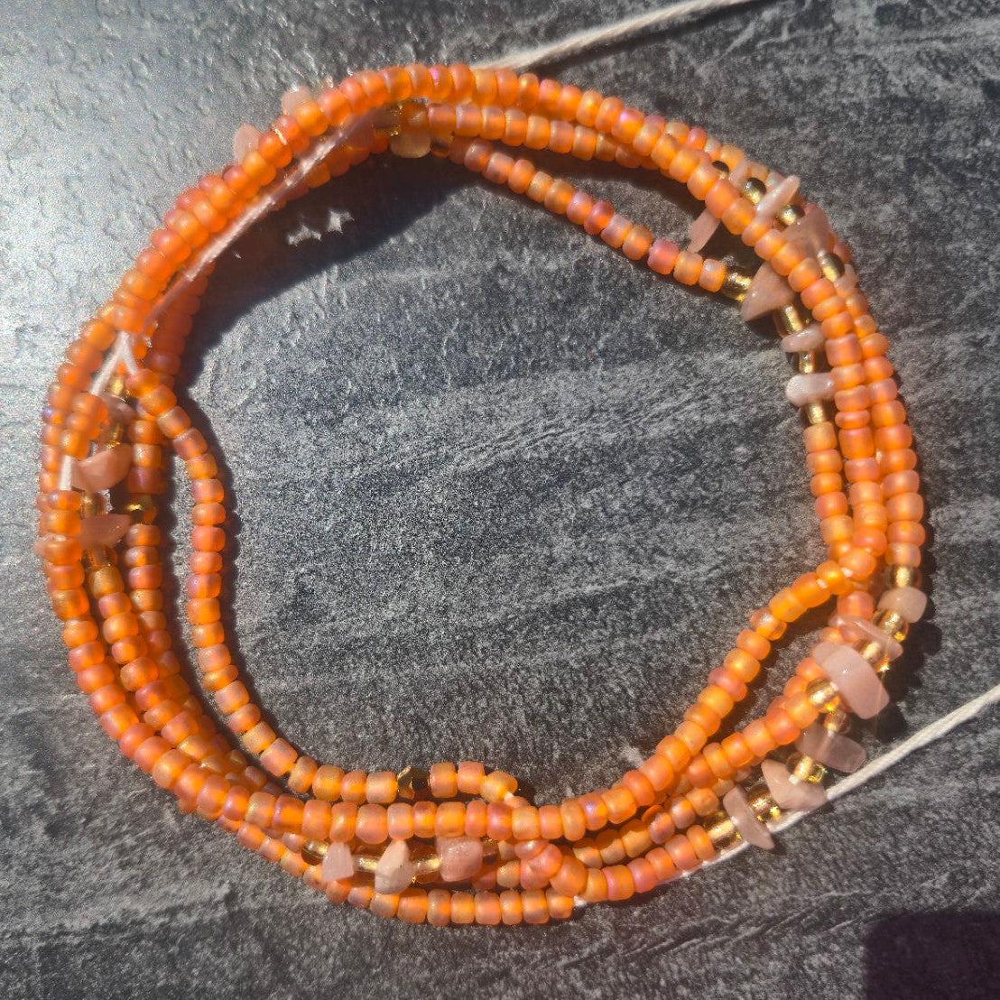 AMA CREATION: BORN ON SATURDAY WAIST BEADS Creation: Peach Moonstone