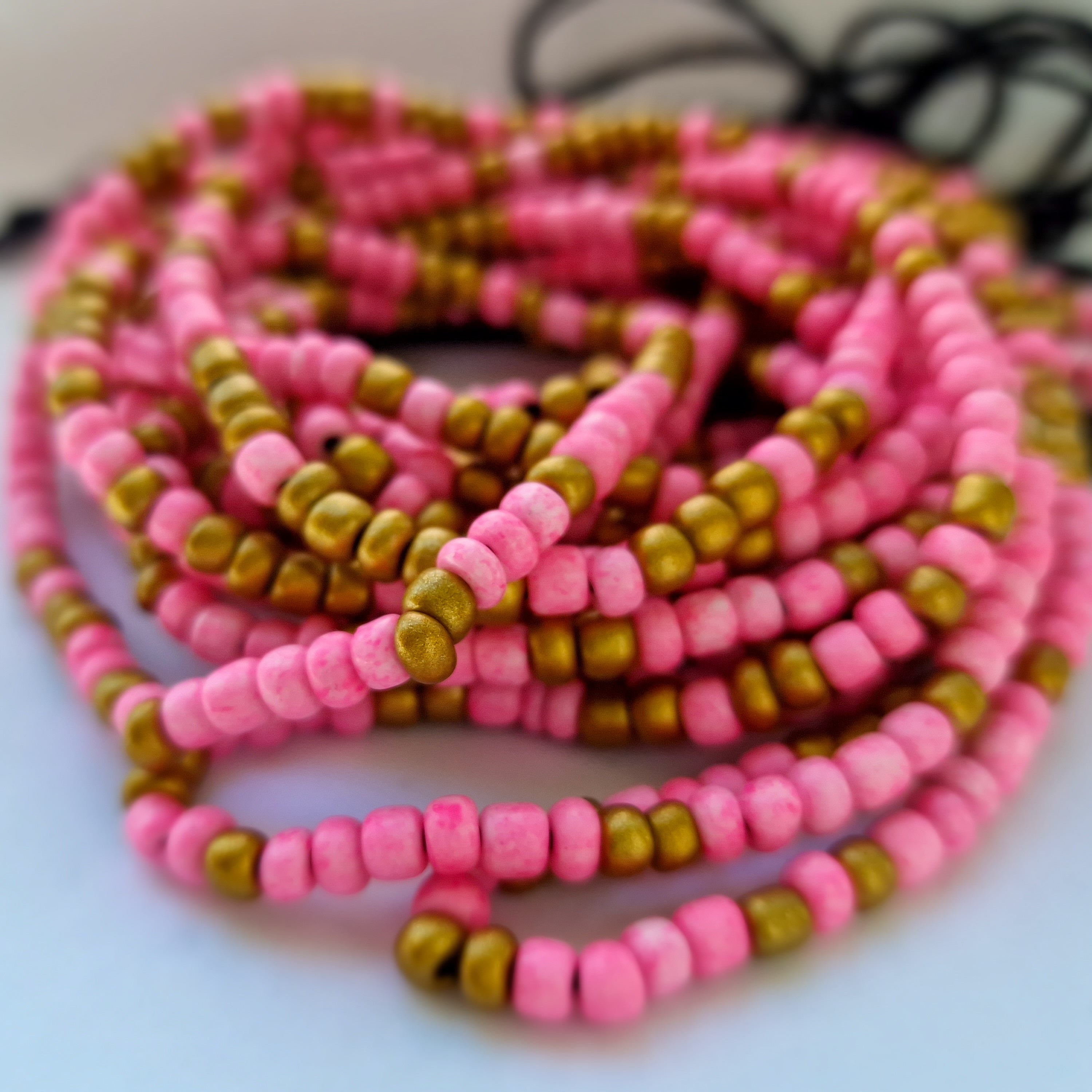 Rustieke Roze & Goud Waistbeads