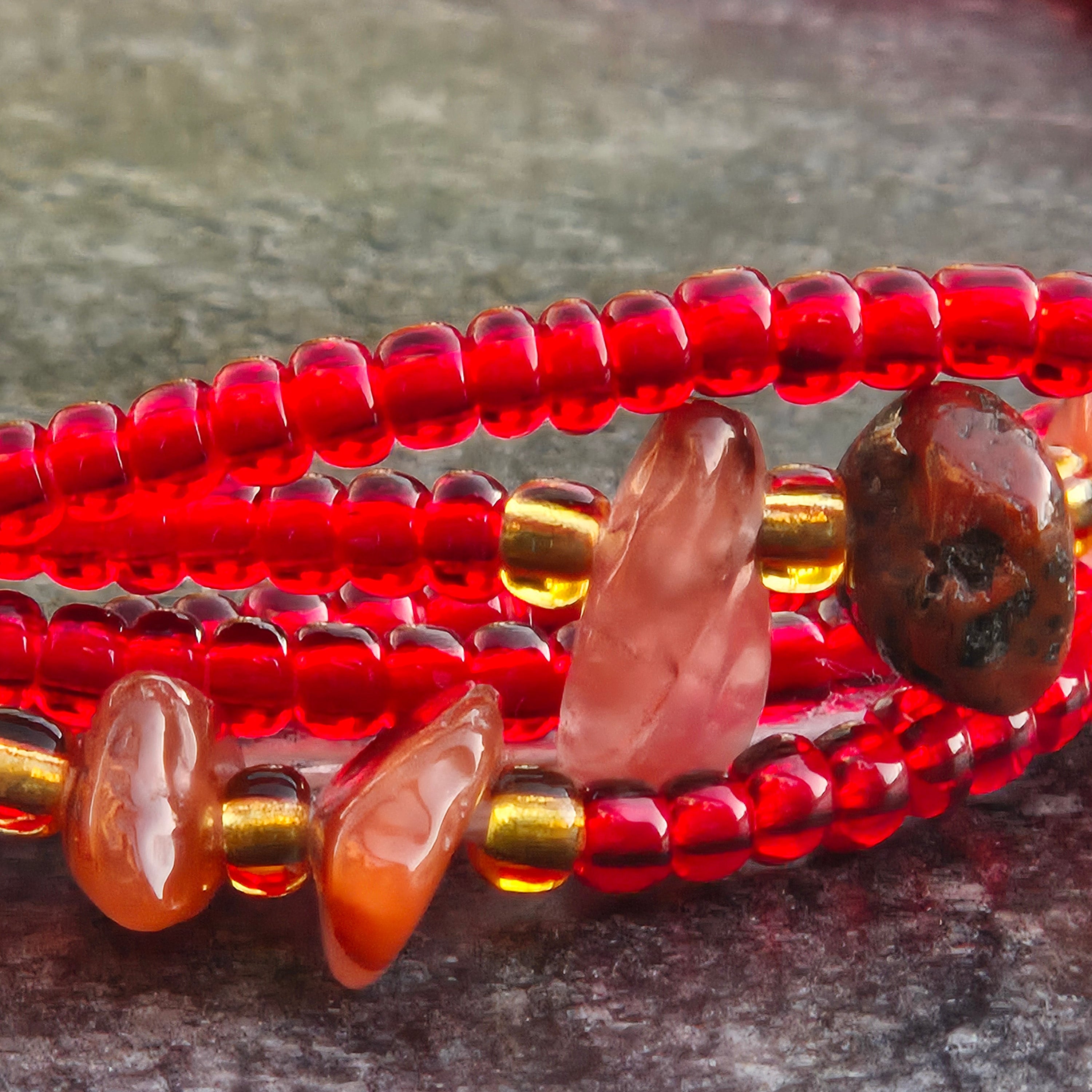 Het Ontwaken: Rode Agaat Waistbeads